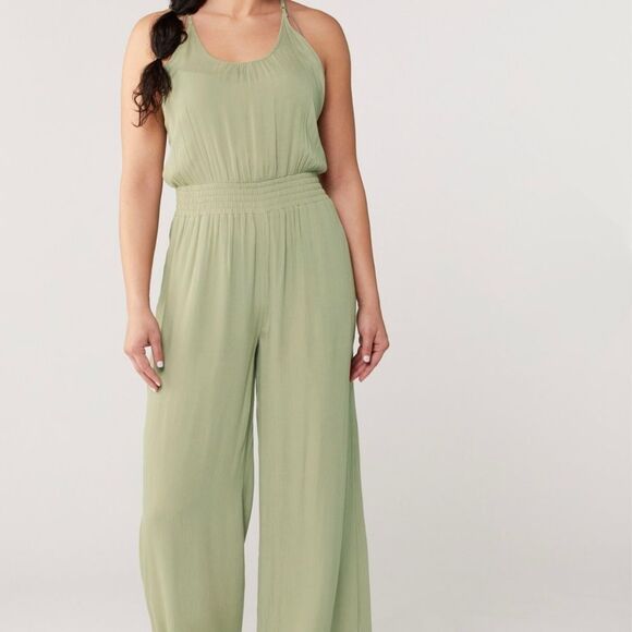 Prana Green Jumpsuit with Relaxed Fit and Spaghetti Straps - Picture 1 of 4